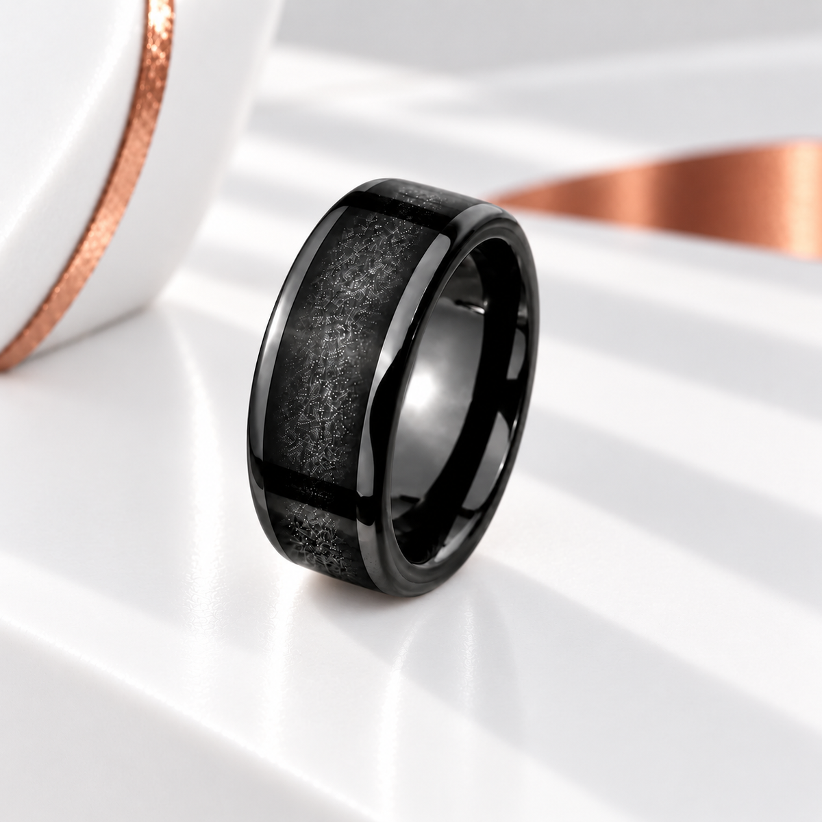 Black Ceramic 8mm Channel Ring