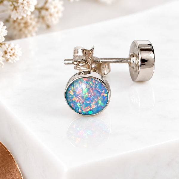 Sterling Silver Round Stud Earrings
