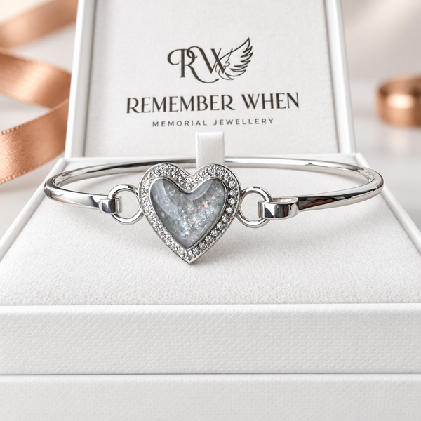 Sterling Silver CZ Heart Bangle