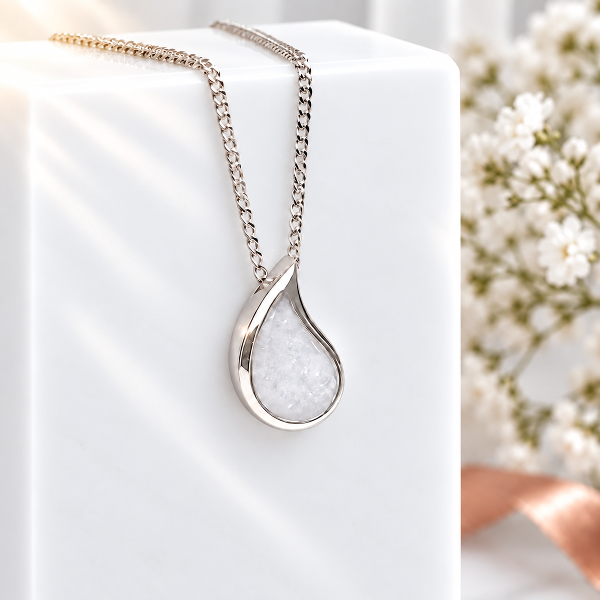 Sterling Silver Floating Teardrop Pendant
