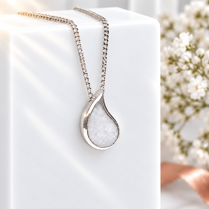 Sterling Silver Floating Teardrop Pendant