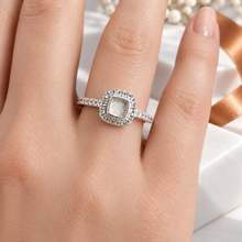 Sterling Silver Crystal Cushion Ring