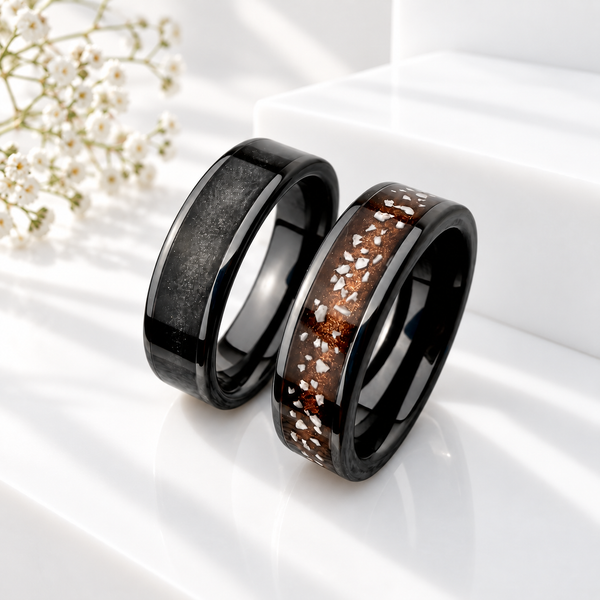 Black Ceramic 6mm Channel Memorial Ring