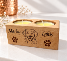 Engraved Wooden Double Memorial Candle