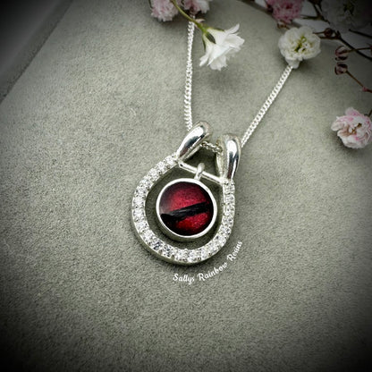 Round CZ Horseshoe .925 Silver Pendant