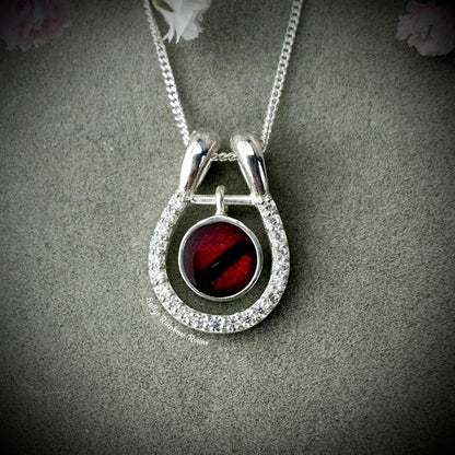 Round CZ Horseshoe .925 Silver Pendant