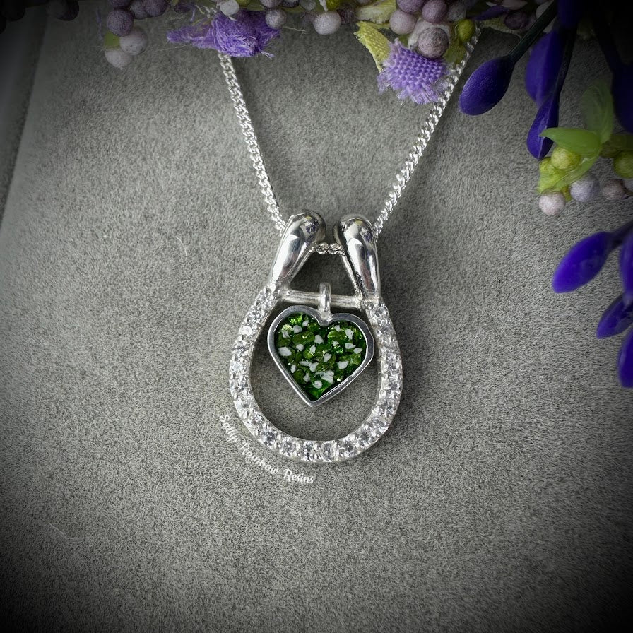 Heart CZ Horseshoe .925 Silver Pendant