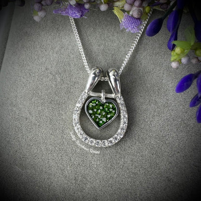 Heart CZ Horseshoe .925 Silver Pendant