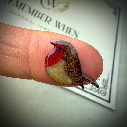 Round glass and .925 Silver locket  & Robin Charm