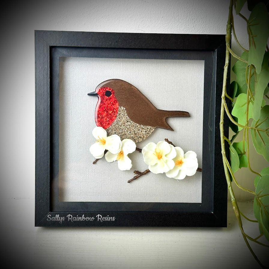 Framed Memorial Ashes / Hair Robin