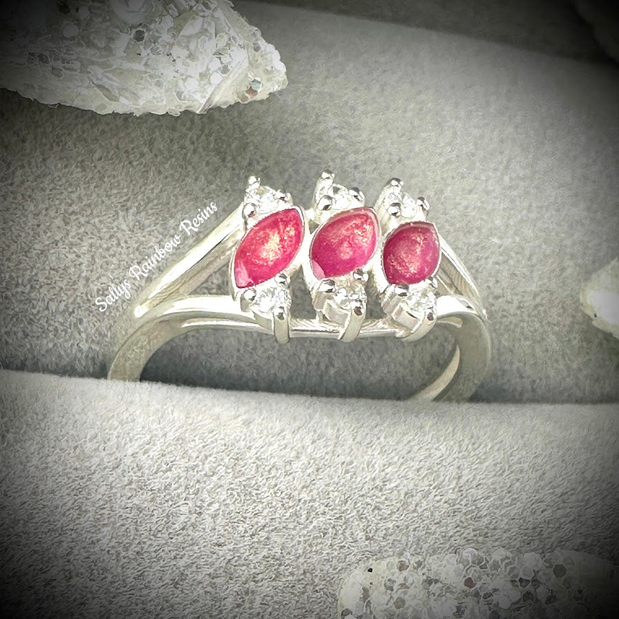 Triple Marquise .925 Silver Ring - Size Q Only