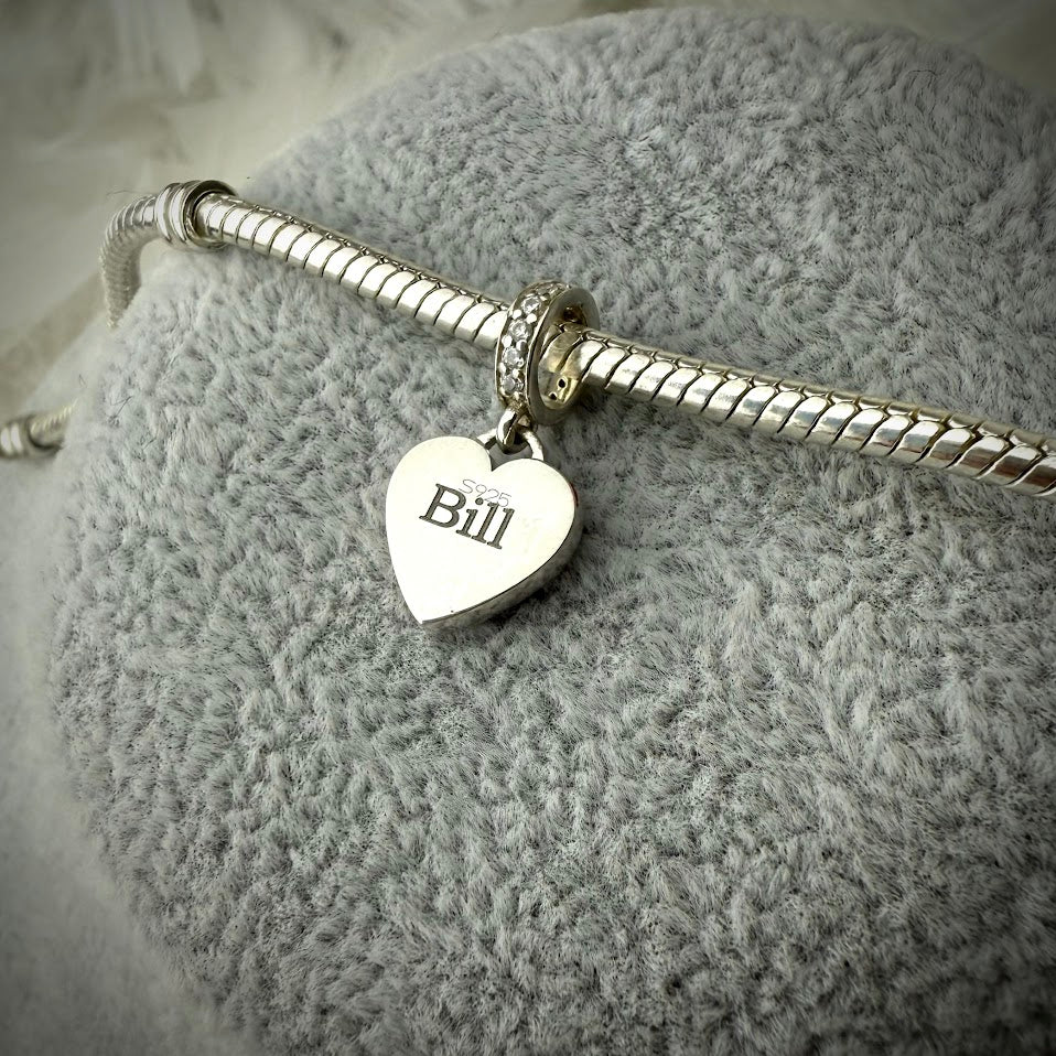 CZ Dangle  Heart Bracelet Charm
