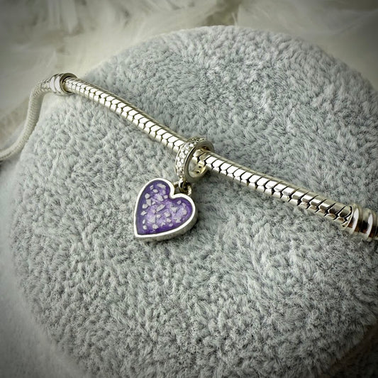 CZ Dangle  Heart Bracelet Charm