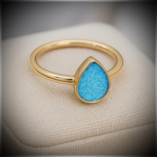 9ct Yellow/White/Rose Gold Teardrop Ring