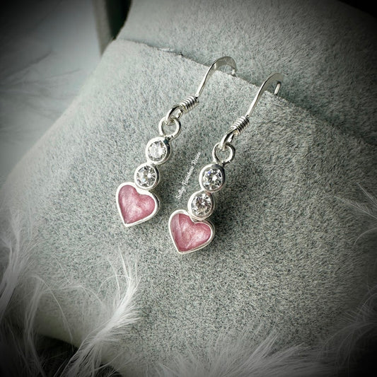 Diamante Heart .925 Silver Drop Earrings