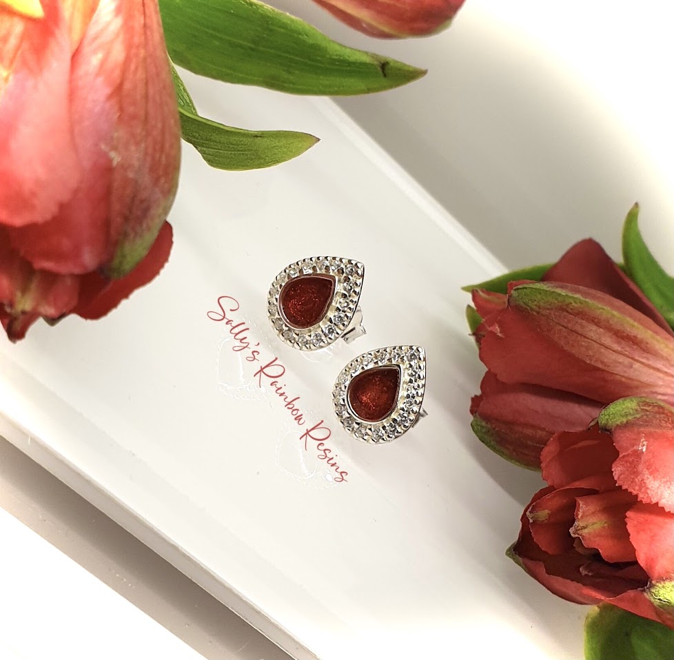 CZ Teardrop .925 Silver Stud Earrings
