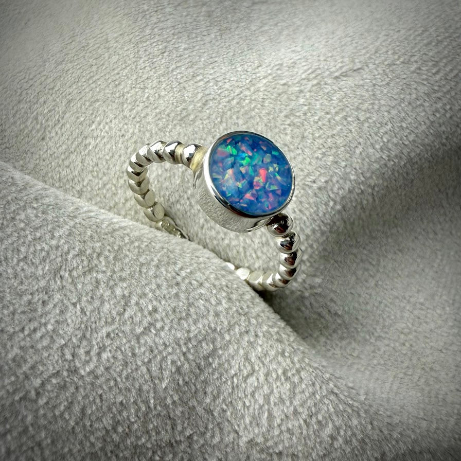 Round Bobble .925 Silver Ring - Size S Only