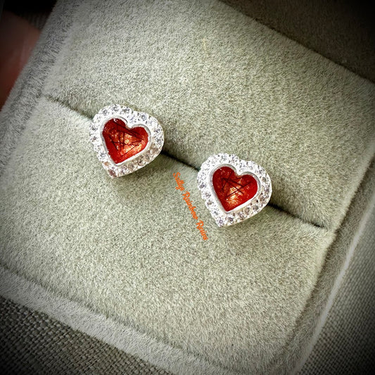 CZ Heart .925 Silver Stud Earrings