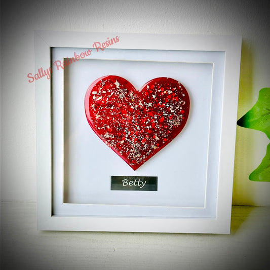 Framed Memorial Ashes/Hair Heart