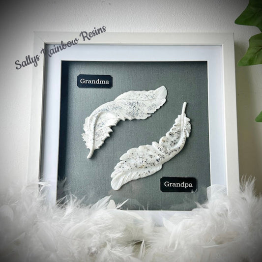Framed Memorial Ashes Double Feather