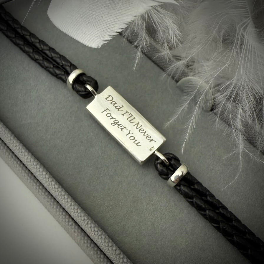 Leather Braided Silver Bracelet