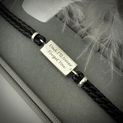 Leather Braided Silver Bracelet