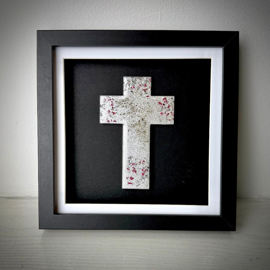 Framed Memorial Ashes/Hair Cross