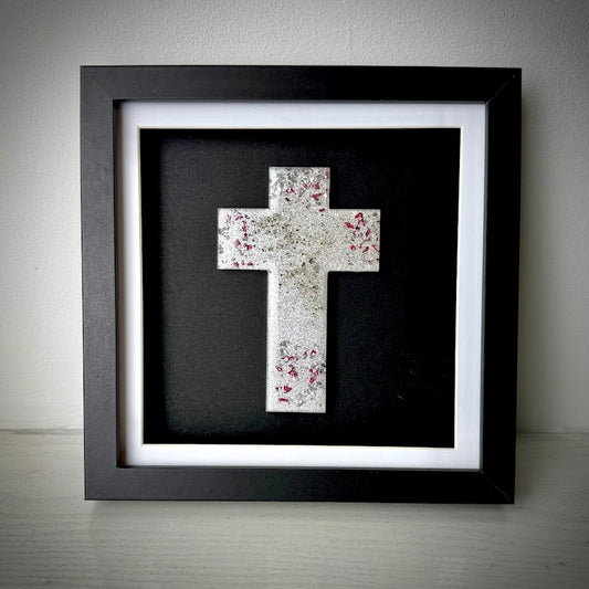 Framed Memorial Ashes/Hair Cross