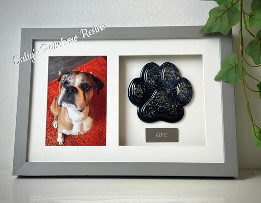 Photo Framed Memorial Ashes/Hair Paw
