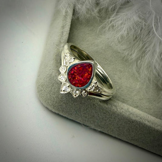 Princess Teardrop .925 Silver Stacker Rings - Size Q only