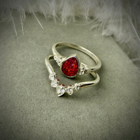 Princess Teardrop .925 Silver Stacker Rings - Size Q only