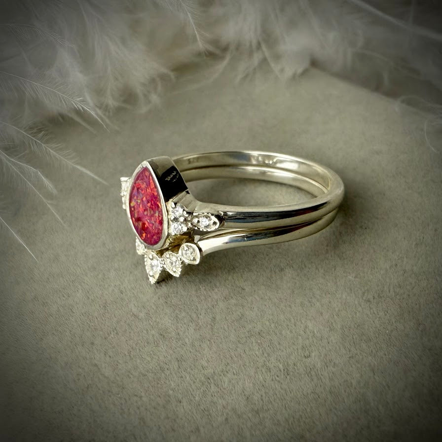 Princess Teardrop .925 Silver Stacker Rings - Size Q only
