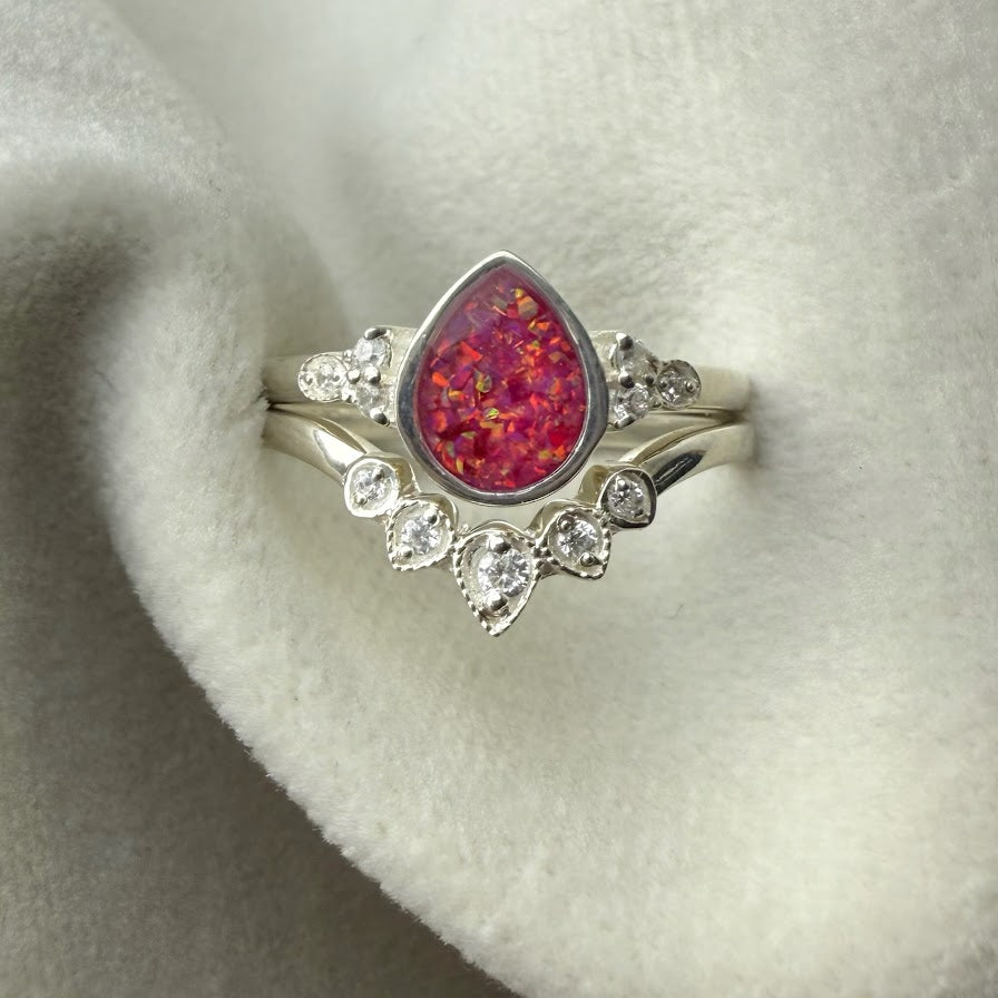 Princess Teardrop .925 Silver Stacker Rings - Size Q only