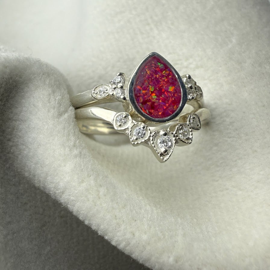 Princess Teardrop .925 Silver Stacker Rings - Size Q only