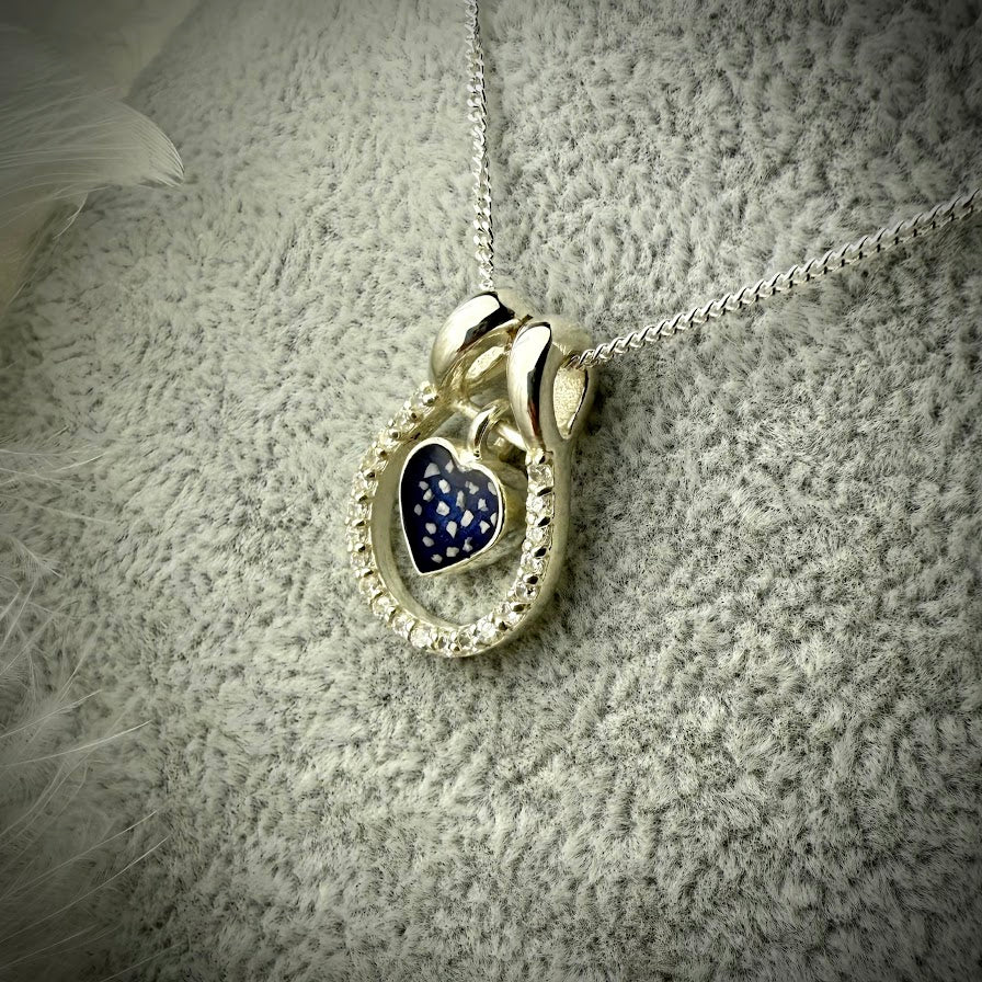 Heart CZ Horseshoe .925 Silver Pendant