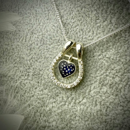 Heart CZ Horseshoe .925 Silver Pendant