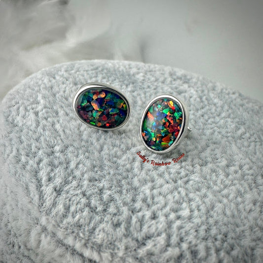 Oval .925 Silver Stud Earrings