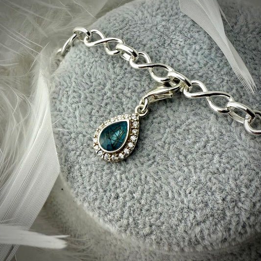 Clip On CZ Teardrop Bracelet Charm