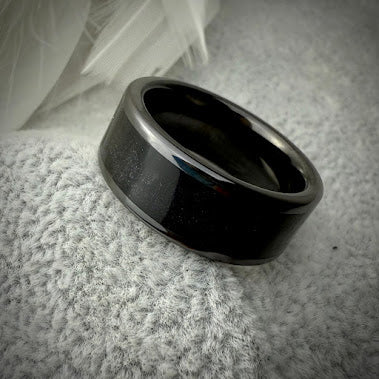 8mm Black Ceramic Band Ring