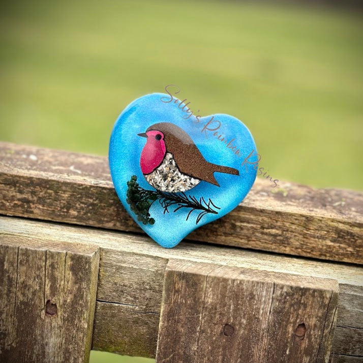 Wavy Heart Robin Paperweight