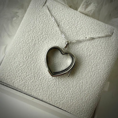 LRG Heart glass and .925 Silver locket  & Paw Charm