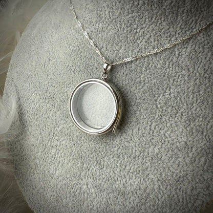 Round glass and .925 Silver locket  & Heart Charm
