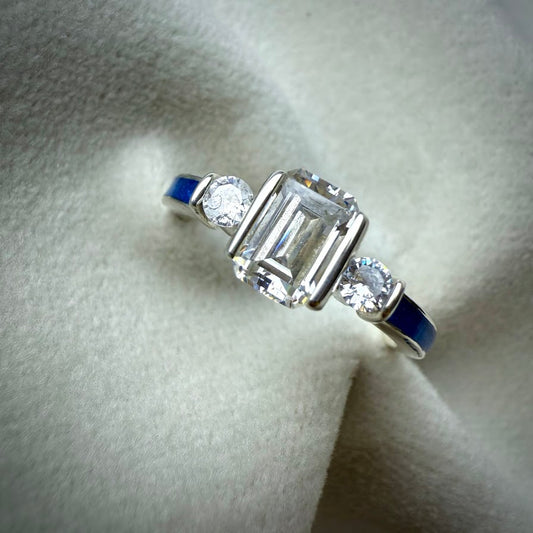 9ct Yellow/White/Rose Gold Emerald Cut Solitaire Ring