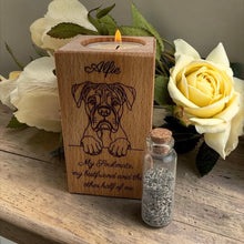 Engraved Wooden Tall Ashes Urn Candle