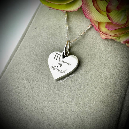 Engraved Heart Silver Pendant