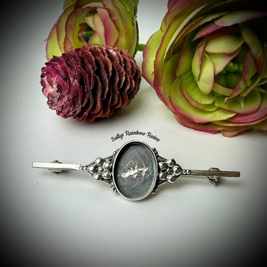Vintage Flower oval .925 Silver Brooch / Pin