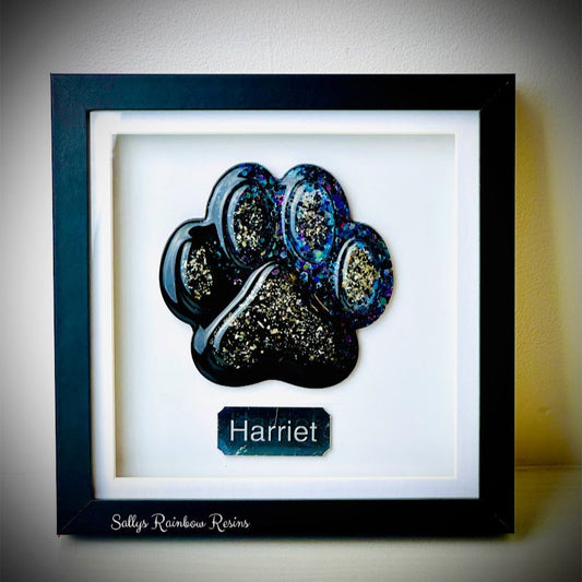 Framed Memorial Ashes/Hair Paw