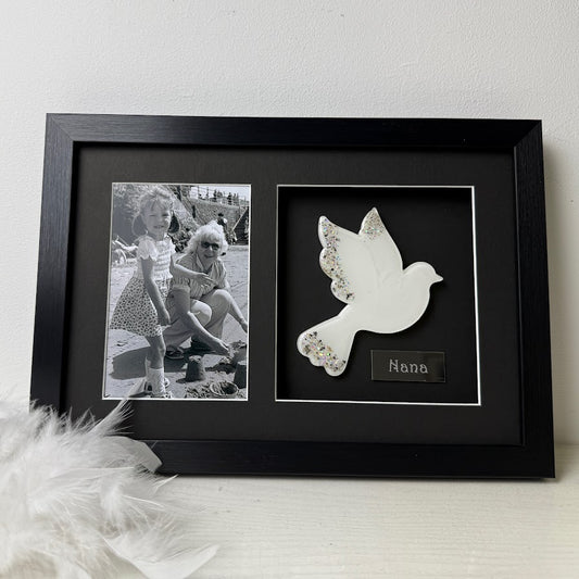Photo Framed Memorial Ashes/Hair Dove