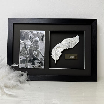 Photo Framed Memorial Ashes/Hair feather