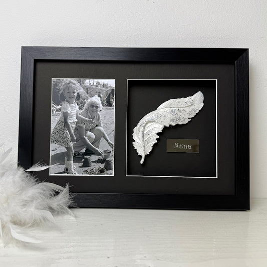 Photo Framed Memorial Ashes/Hair feather